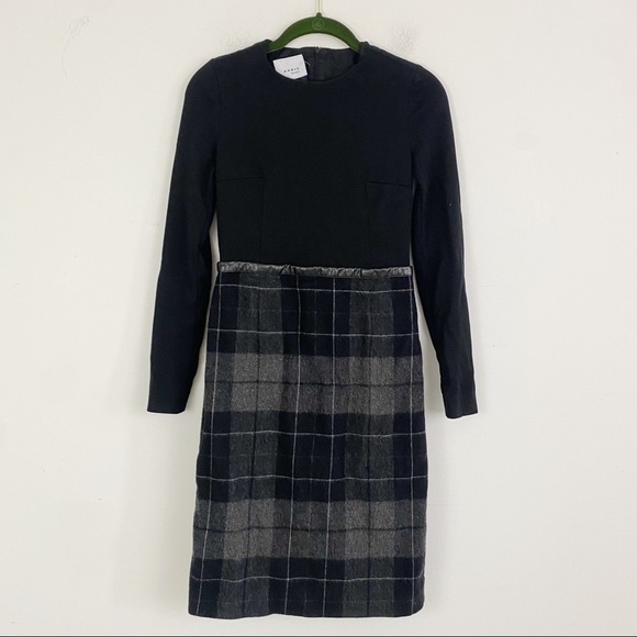 Akris Punto Black Top with Gray Plaid Skirt Mini Dress - Picture 1 of 9
